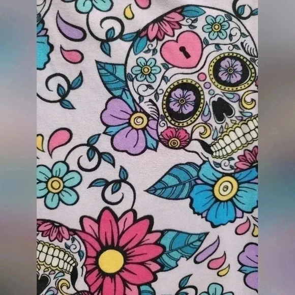 Legging Army Sugar Skulls Leggings Plus Size 3x Lavender - Picture 2 of 2